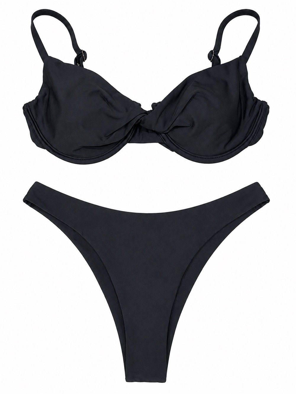 ZAFUL Black Twist Front Underwire Bikini Set – Size 4 – NWT